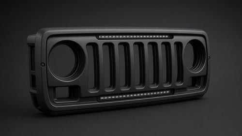 Czarny matowy grill z LED – Jeep Wrangler JK 2007–2018 – zdjęcie poglądowe