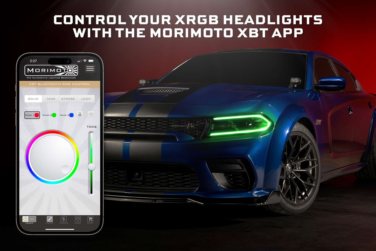 Reflektory LED Morimoto XRGB XB – Dodge Charger 2015–2023